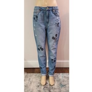 Women "Happy Mickey " Boyfriend Jeans